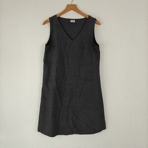 CP Shades Cotton Silk V-neck Sleeveless Mini Shirt Dress In Charcoal Grey Small